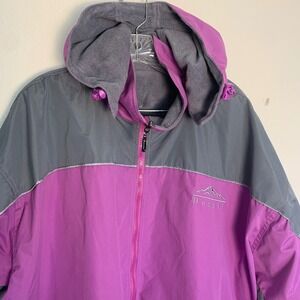 Denali Womens 3XL Reversible Purple Gray Jacket Zip Off Hood Reflective Trim GUC